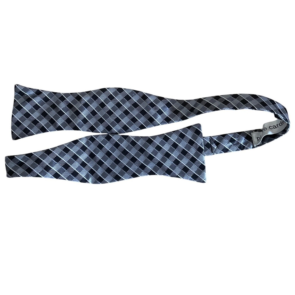 Vintage Pierre Cardin Bow Tie Plaid Dark Academia Preppy Formalwear Minimalist